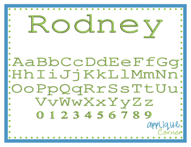 Rodney Embroidery Font