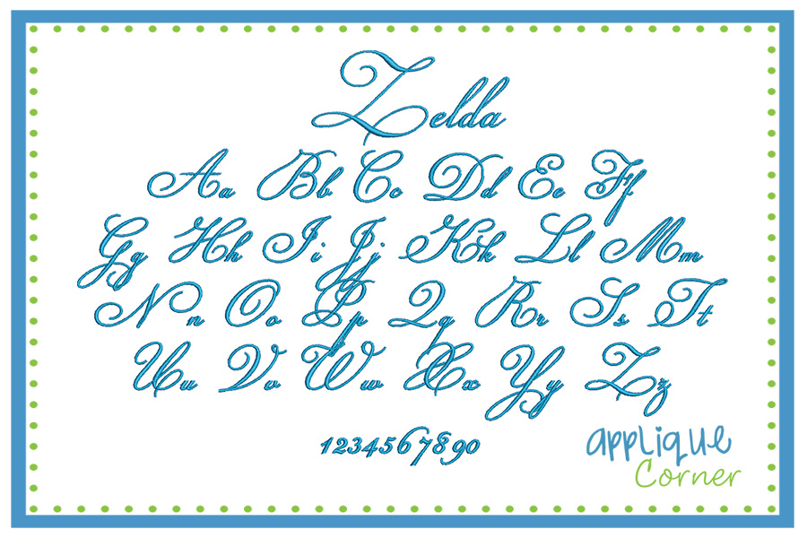 Zelda Embroidery Font